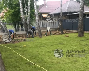 Процесс укладки рулонного газона