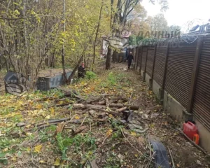 В процессе уборки участка